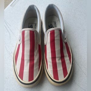 Vans Classic White and Red Striped Shoes